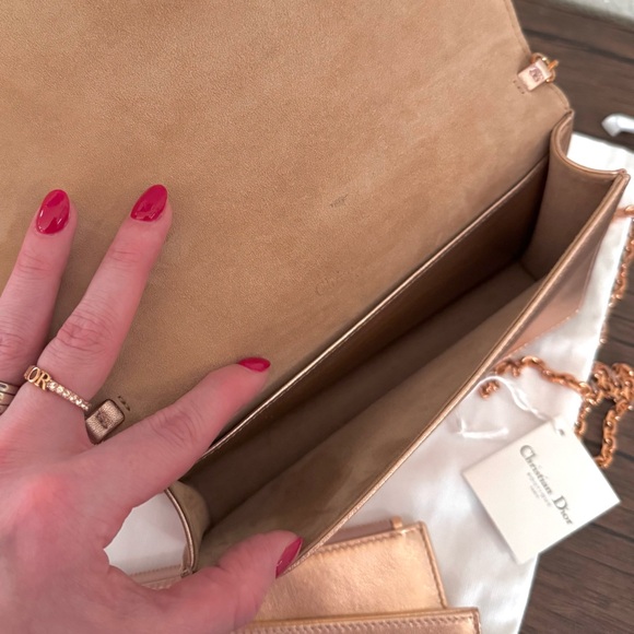 DIOR LADY DIOR Limited Edition Metallic Cannage Lambkin Crossbody Bag Rose Gold - Picture 5 of 8